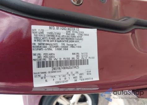 2006 Mercury Grand Marquis Gs from USA, damaged, VIN 2MEFM74W46X619425